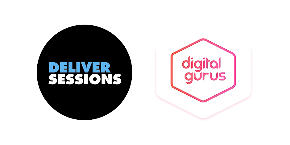 Logos for Deliver Sessions meetup and for Digital Gurus who hosted.
